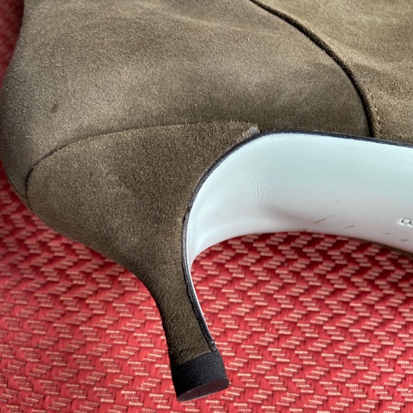 Olive Suede Zip Ankle Booties - Picture 6 of 15